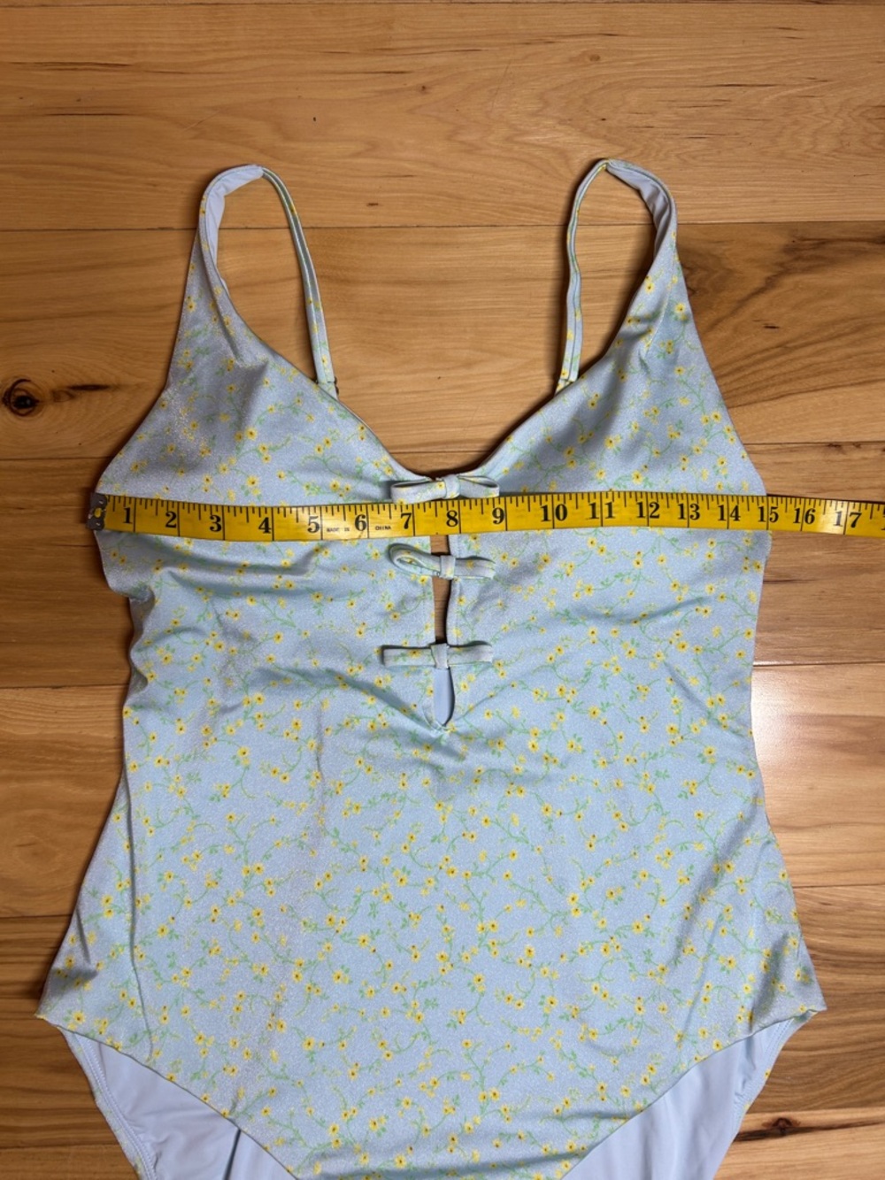 NWT Andie Light Blue Yellow Daisy One-Piece Swimsuit | Size Large - Picture 3 of 9